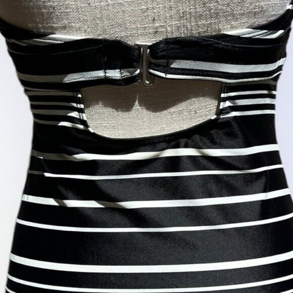 Athleta Encinitas Tara Halter Black & White Striped Swim Dress Size 32 B/C - Picture 6 of 9